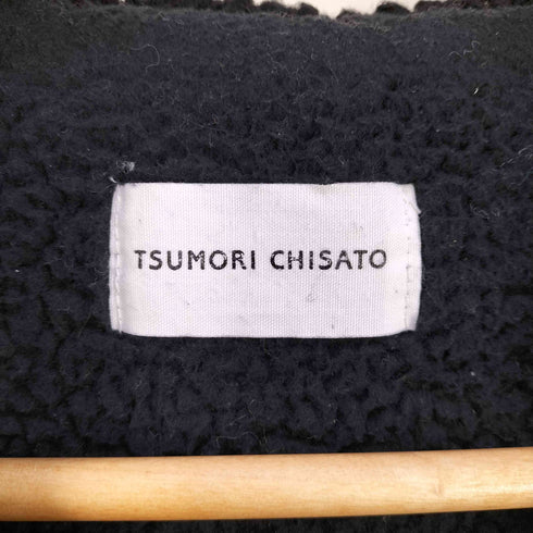 ツモリチサト TSUMORI CHISATO ダブルジップ 袖スパンコール ビッグカラー バルーンボアジャケット レディース JPN:2