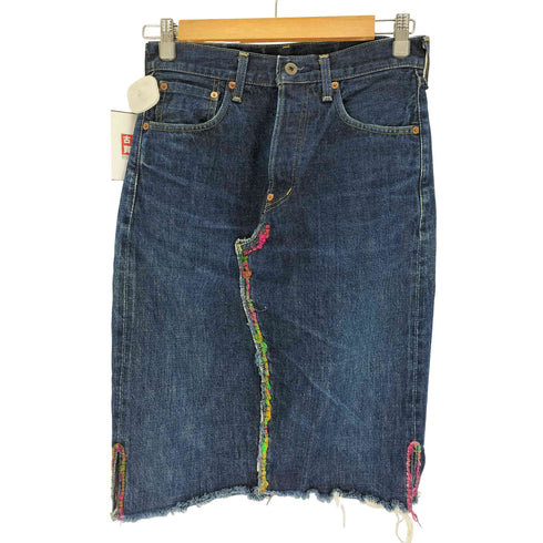 リーバイス Levis 90S 日本製 702 XX ビックE ボタン裏 J22 刻印 バックアジャスター 革パッチ ボタンフライ ステッチ デザイン リメイク デニムスカート 99年製 レディース W29 L36
