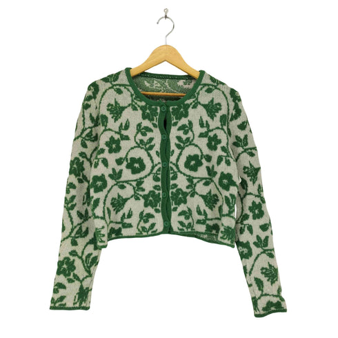 ザラ ZARA フラワーデザインクロップドカーディガン レディース L