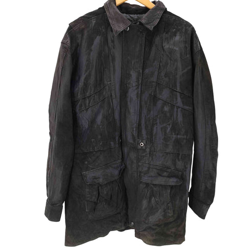 Golden Leather オーストラリア製 ステッチデザイン アクションプリーツ レザー ジャケット メンズ import:XXL