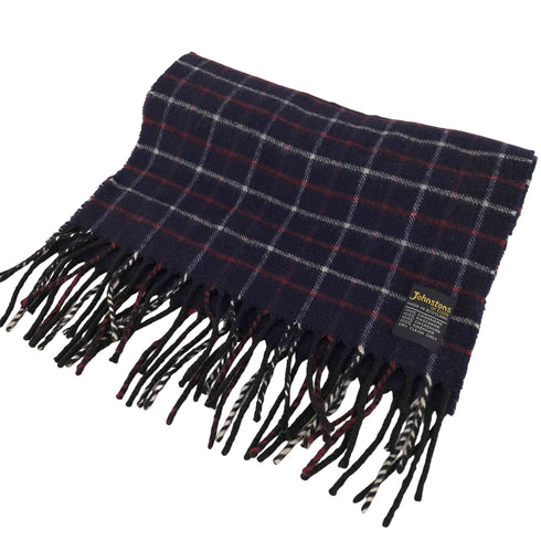 ジョンストンズオブエルガン johnstons of elgin 90S スコットランド製 チェック柄 フリンジ カシミヤ 100% マフラー メンズ