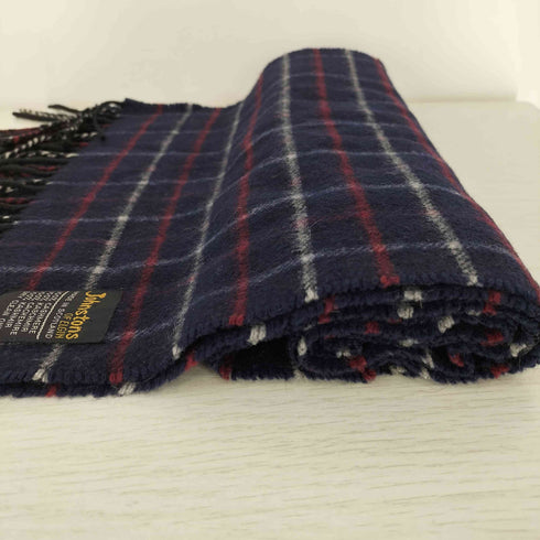 ジョンストンズオブエルガン johnstons of elgin 90S スコットランド製 チェック柄 フリンジ カシミヤ 100% マフラー メンズ