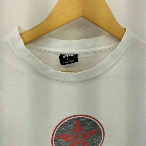 ステューシー Stussy 90s USA製 紺タグ プリントクルーネックTシャツ メンズ JPN:L