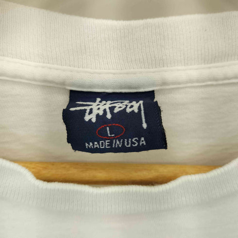 ステューシー Stussy 90s USA製 紺タグ プリントクルーネックTシャツ メンズ JPN:L