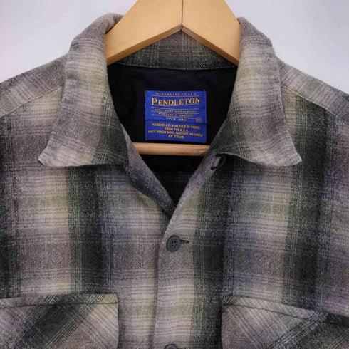 ペンドルトン PENDLETON 00s メキシコ製 VIRGIN WOOL オンブレチェック ボードシャツ ボックスシルエット メンズ import:M