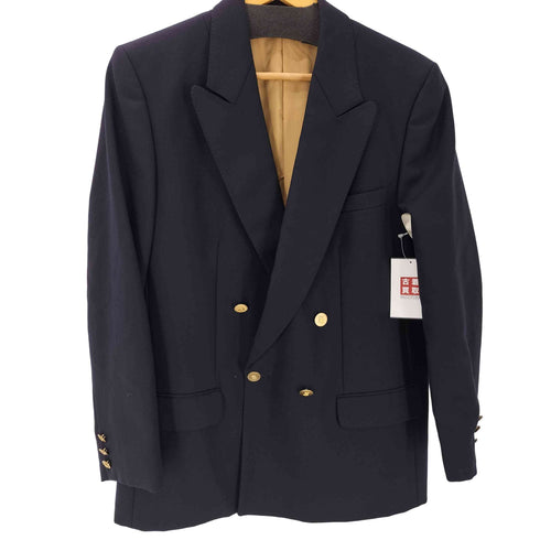アクアスキュータム AQUASCUTUM 英国製 裏地レーヨン ダブルブレスト テーラード ジャケット 金ボタン 紺ブレ メンズ