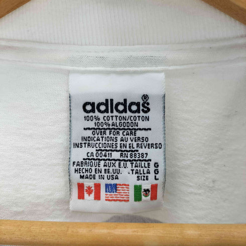 アディダス adidas 90S 96SS USA製 両面 トレフォイルロゴ プリント Tシャツ メンズ import:L
