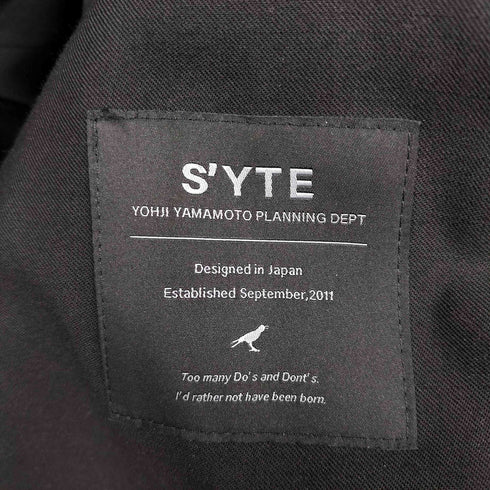 サイトバイヨウジヤマモト syte by Yohji Yamamoto 2022-23AW T/W GABARDINE STOLE COLLAR BIG SILHOUETTE COAT メンズ JPN:3