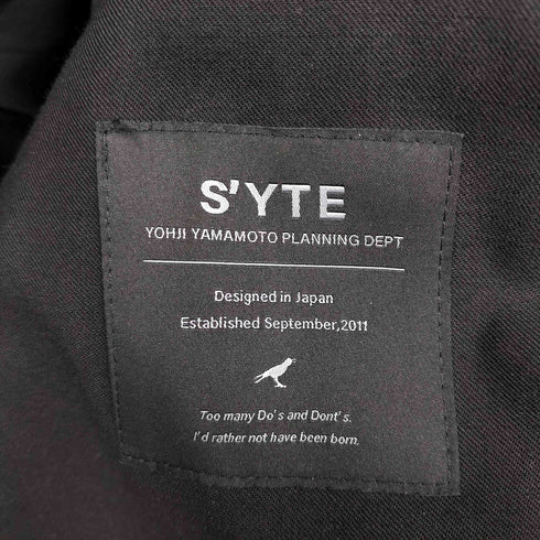 サイトバイヨウジヤマモト syte by Yohji Yamamoto 2022-23AW T/W GABARDINE STOLE COLLAR BIG SILHOUETTE COAT メンズ JPN:3