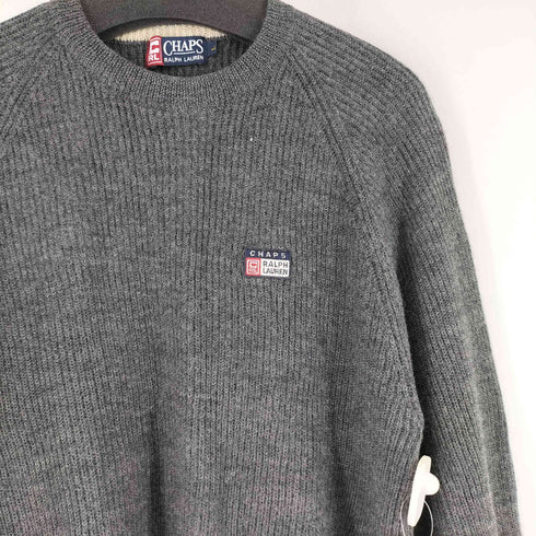 チャップスラルフローレン CHAPS RALPH LAUREN 90S ワンポイント刺繍ラグランスリーブニット メンズ import:L