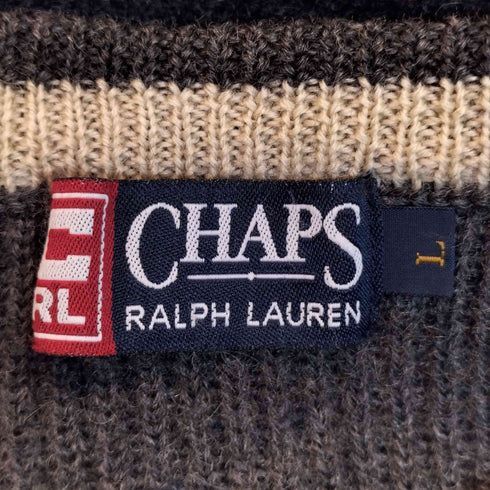 チャップスラルフローレン CHAPS RALPH LAUREN 90S ワンポイント刺繍ラグランスリーブニット メンズ import:L