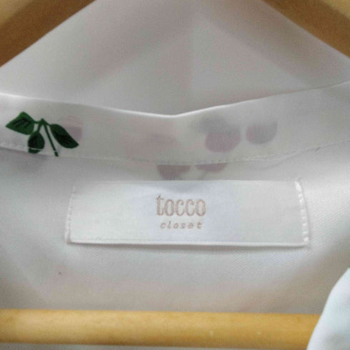 トッコクローゼット tocco closet パール釦 パワーショルダー ボウタイリボン チェリープリント ワンピース レディース JPN:M