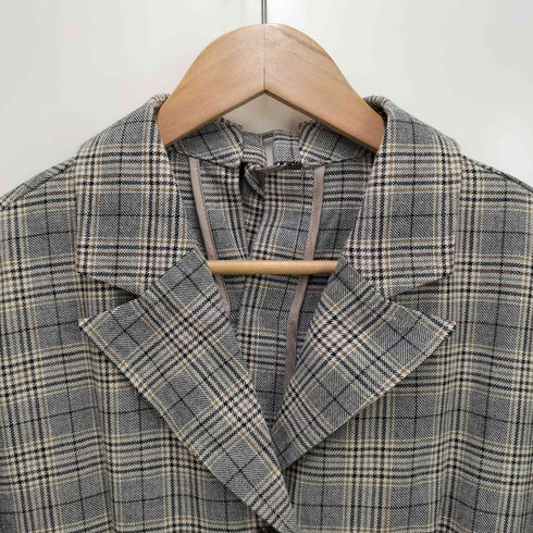 ランバンオンブルー LANVIN en Bleu チェック柄 ロング チェスターコート レディース 38