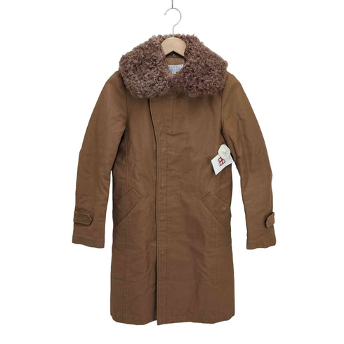 バーニーズニューヨーク BARNEYS NEWYORK ラムファー ロングコート レディース 36