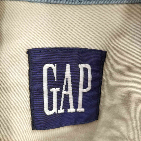 ギャップ Gap 90S デカタグ PWR 企業ロゴ ワッペン バイカラー ジップアップ ワーク ジャケット メンズ import:L