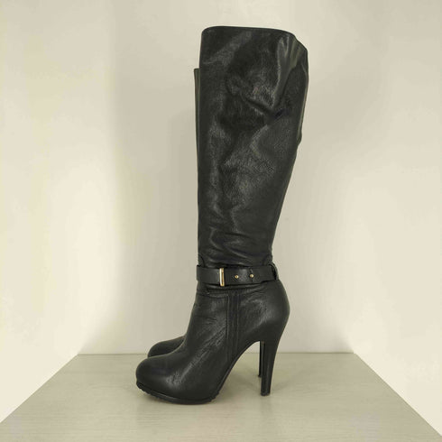 サックスフィフスアベニュー SAKS FIFTH AVENUE レザー ロング ブーツ レディース 7 1/2 M