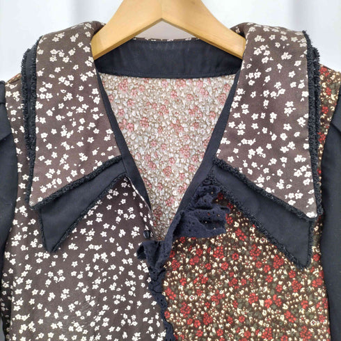 ロンダ LONDA フリルパッチワークデザイン ワンピース レディース S