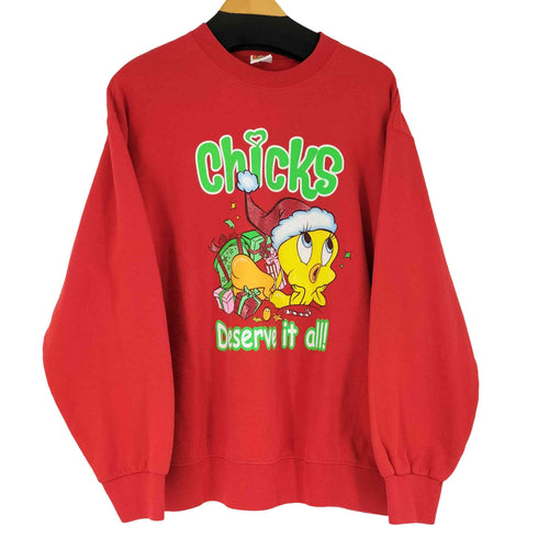 LOONEY TUNES 90S フロントプリントクルーネックスウェット メンズ
