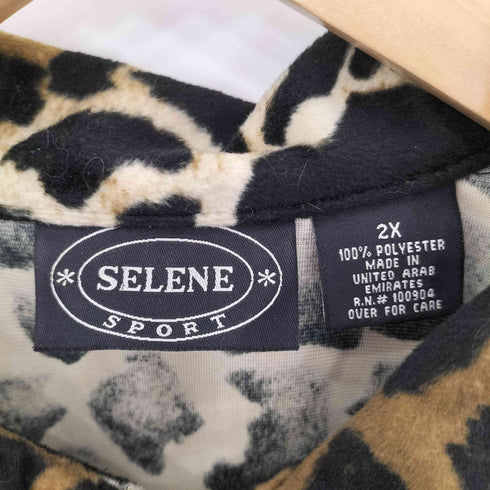 SELENE SPORT ジップアップ レオパード フリースジャケット メンズ 2X