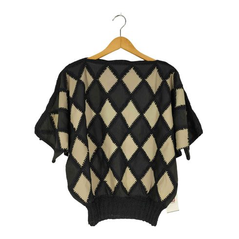 アーガイル ツートン レザー ドルマンスリーブTシャツ レディース