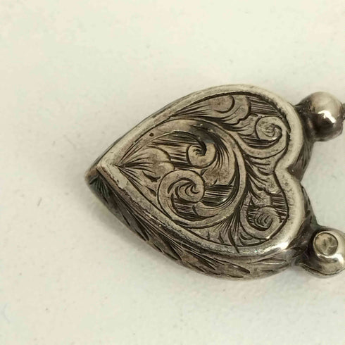 Antique Victorian Silver Heart Padlok Clasp Pendant メンズ