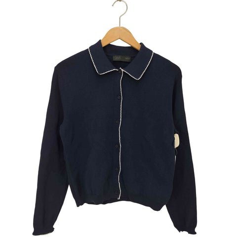 ザラ ZARA ピーターパンカラーニットジャケット カーディガン レディース import:M