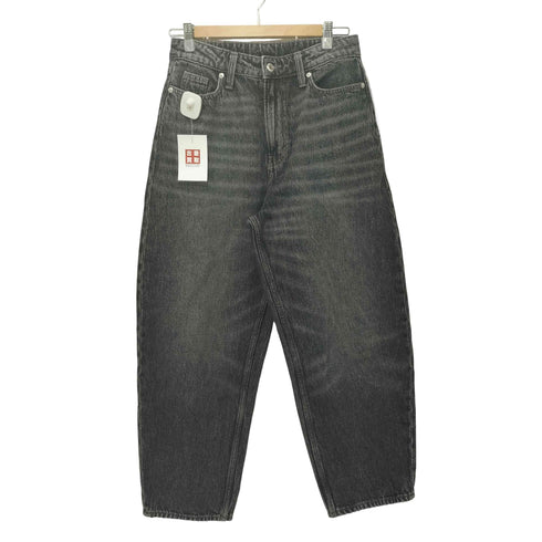 エイチアンドエム H&M バレルレッグ ルーズフィット ハイウエスト ジーンズ ブラック レディース EUR:34