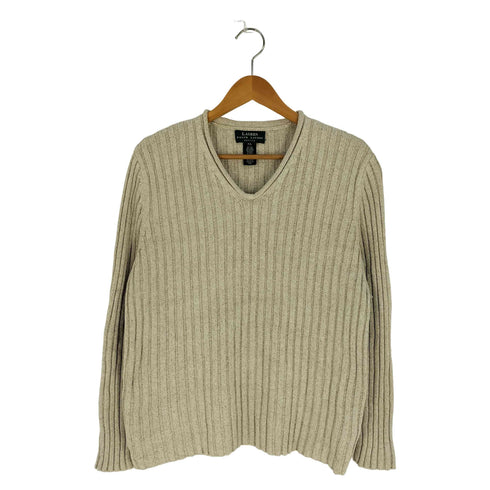 ローレンラルフローレン LAUREN RALPH LAUREN 80-90s PETITE シルクリネン ロールネックニット レディース import:L