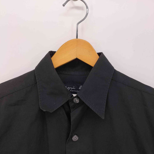 アニエスベー agnes b. 90S 日本製 黒タグ コンチョ釦 レギュラーカラー L/S シャツ メンズ JPN:1