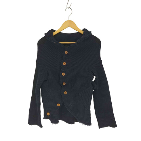 コムデギャルソン COMME des GARCONS 00S ニッティングイズフリー Knitting is Free期 ウール ケーブル編み アシメ 変形 ショールカラー ニットジャケット AD2002 レディース JPN:S