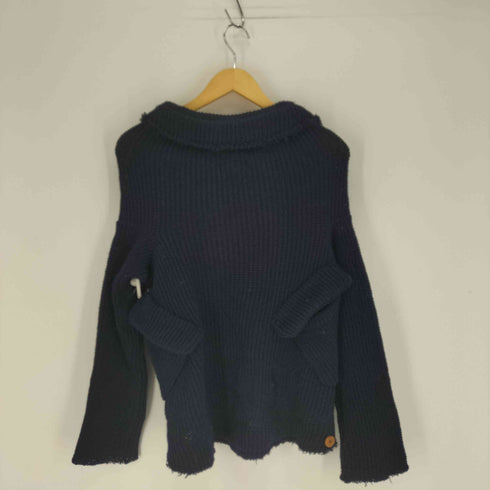 コムデギャルソン COMME des GARCONS 00S ニッティングイズフリー Knitting is Free期 ウール ケーブル編み アシメ 変形 ショールカラー ニットジャケット AD2002 レディース JPN:S