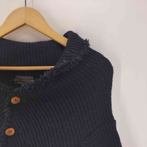 コムデギャルソン COMME des GARCONS 00S ニッティングイズフリー Knitting is Free期 ウール ケーブル編み アシメ 変形 ショールカラー ニットジャケット AD2002 レディース JPN:S