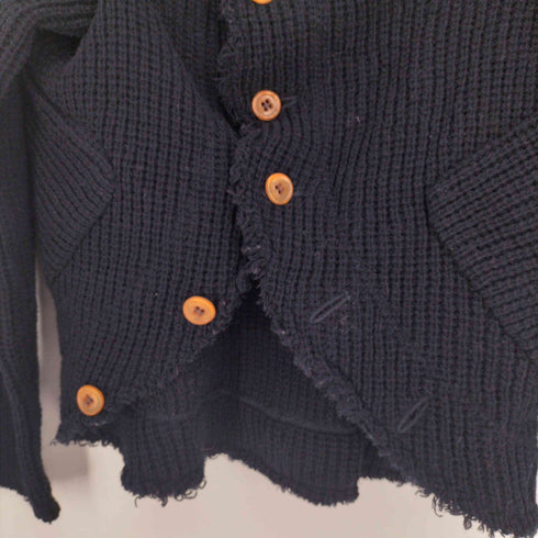 コムデギャルソン COMME des GARCONS 00S ニッティングイズフリー Knitting is Free期 ウール ケーブル編み アシメ 変形 ショールカラー ニットジャケット AD2002 レディース JPN:S