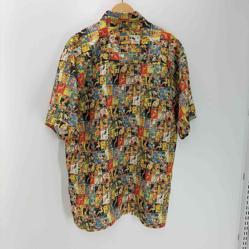 dragonfly コミック アメコミ 総柄 開襟オープンカラー ポリ シャツ メンズ import:XL