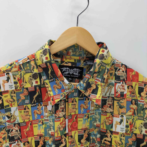 dragonfly コミック アメコミ 総柄 開襟オープンカラー ポリ シャツ メンズ import:XL