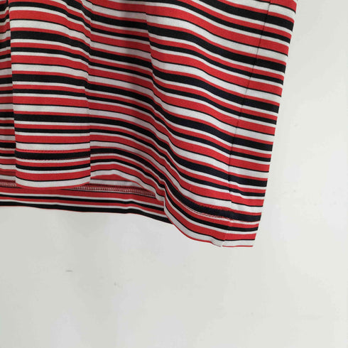 キャサリンハムネットロンドン KATHARINE HAMNETT LONDON デカ襟 ボーダー ポリ ストレッチ ハーフジップ S/S シャツ メンズ import:M