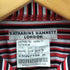 キャサリンハムネットロンドン KATHARINE HAMNETT LONDON デカ襟 ボーダー ポリ ストレッチ ハーフジップ S/S シャツ メンズ import:M