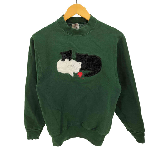 フルーツオブザルーム FRUIT OF THE LOOM 90S USA製 猫 刺繍 クルーネック スウェット レディース import:S