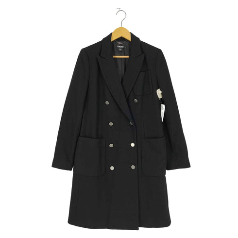 ダナキャランニューヨーク DKNY ウールナイロン ダブル ブレスト ミドル コート レディース import:S