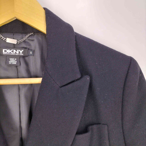 ダナキャランニューヨーク DKNY ウールナイロン ダブル ブレスト ミドル コート レディース import:S