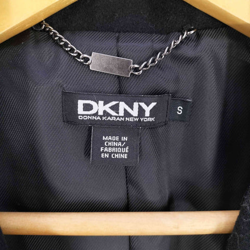 ダナキャランニューヨーク DKNY ウールナイロン ダブル ブレスト ミドル コート レディース import:S