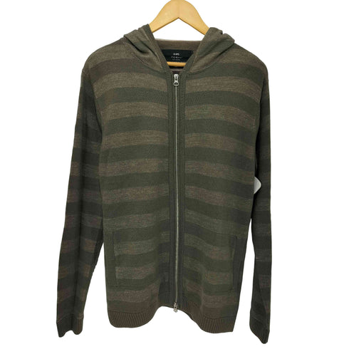 シップスジェットブルー SHIPS JET BLUE 00s Y2K ダブルジップ ボーダー ウールニットパーカー メンズ JPN:L