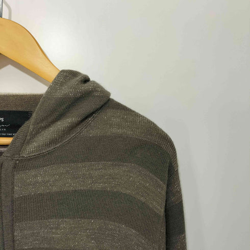 シップスジェットブルー SHIPS JET BLUE 00s Y2K ダブルジップ ボーダー ウールニットパーカー メンズ JPN:L