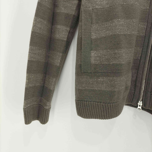 シップスジェットブルー SHIPS JET BLUE 00s Y2K ダブルジップ ボーダー ウールニットパーカー メンズ JPN:L