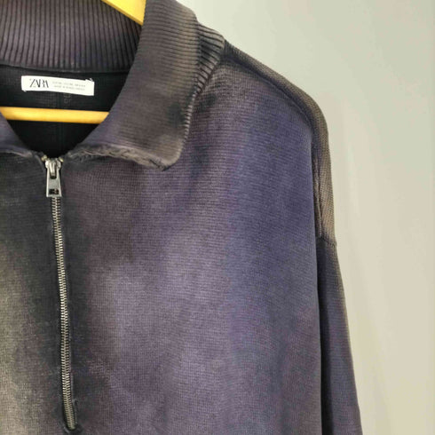 ザラ ZARA ウォッシュ加工 ハーフジップ ポロスウェット メンズ import:XL