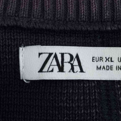 ザラ ZARA ウォッシュ加工 ハーフジップ ポロスウェット メンズ import:XL