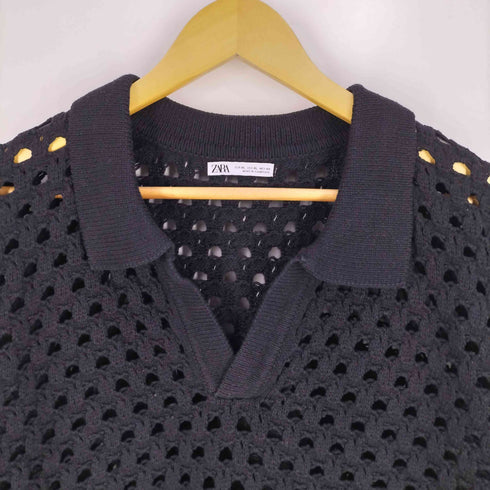 ザラ ZARA テクスチャー オープンニットセーター メンズ import:XL