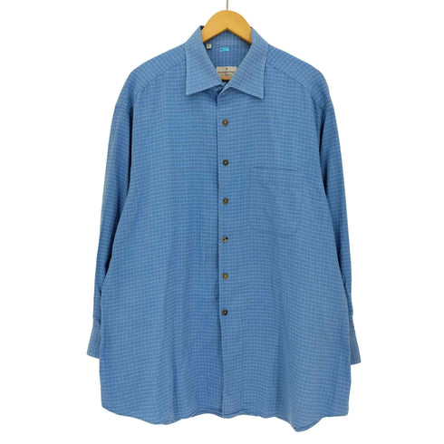 エルメネジルドゼニア Ermenegildo Zegna soft チェック ヘリンボーン織り コットン 長袖 シャツ メンズ XXL