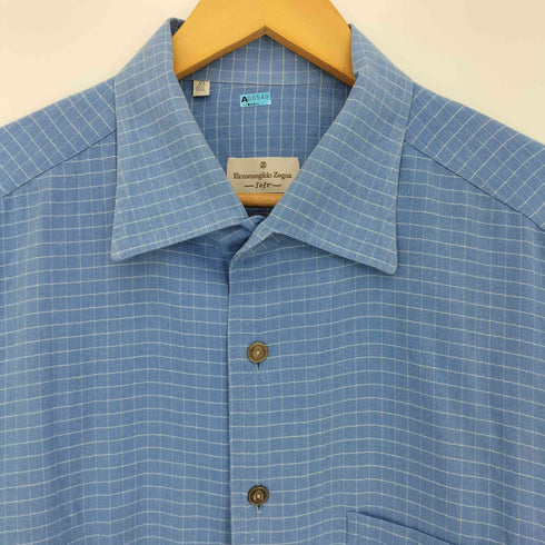 エルメネジルドゼニア Ermenegildo Zegna soft チェック ヘリンボーン織り コットン 長袖 シャツ メンズ XXL