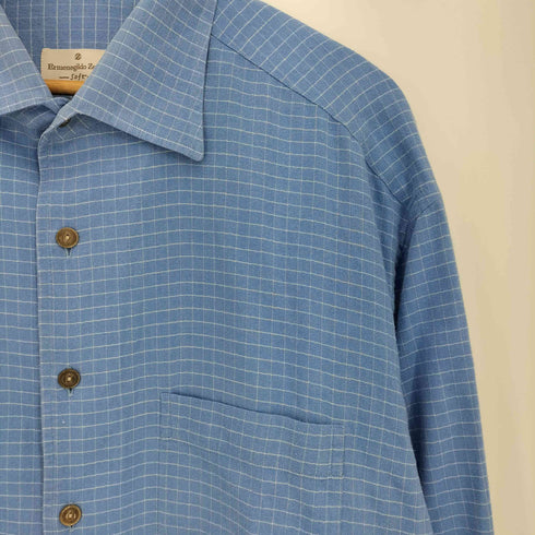 エルメネジルドゼニア Ermenegildo Zegna soft チェック ヘリンボーン織り コットン 長袖 シャツ メンズ XXL